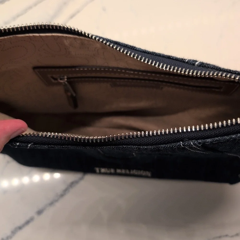 TRUE‎ RELIGION Blue Denim Crescent Shoulder Handbag Purse NWT